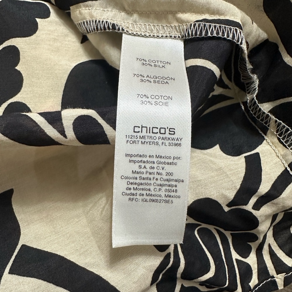 Chico's Black and Cream Patterned Kimono - Picture 5 of 7